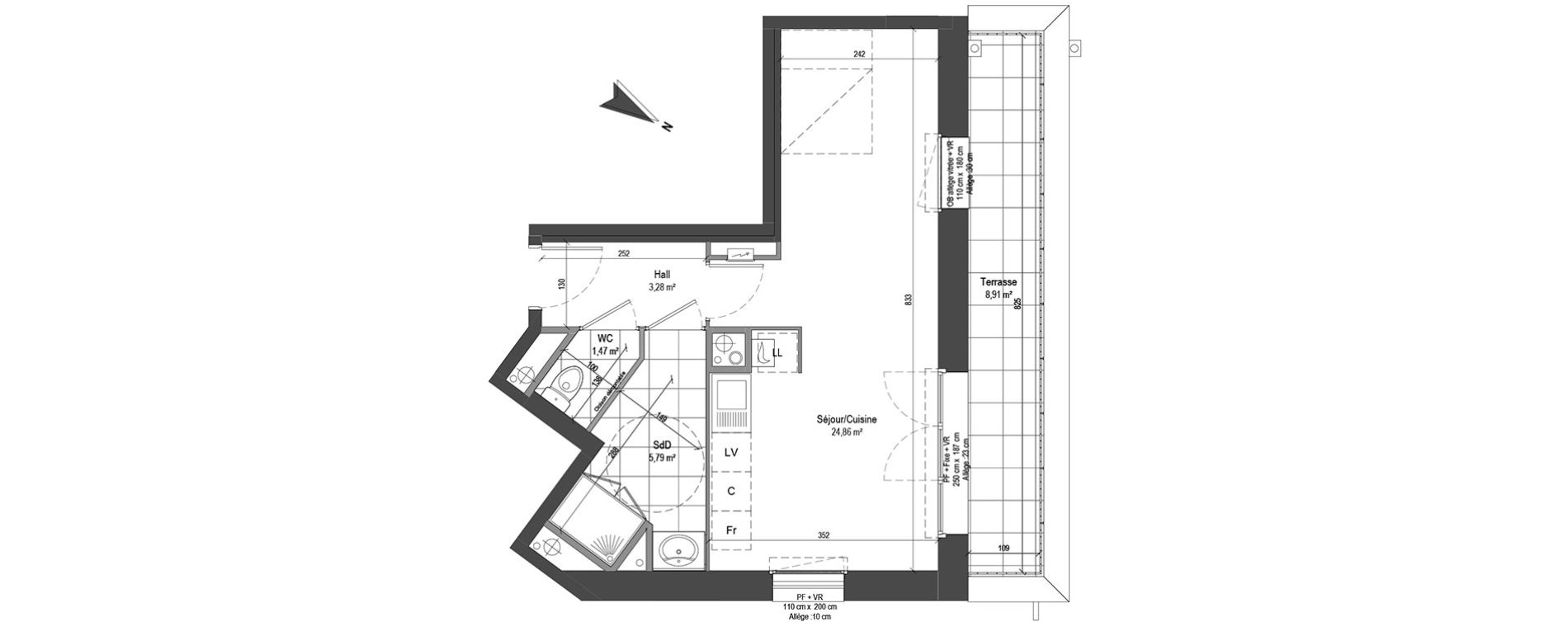 Appartement T1 de 35,40 m2 &agrave; Loos Centre