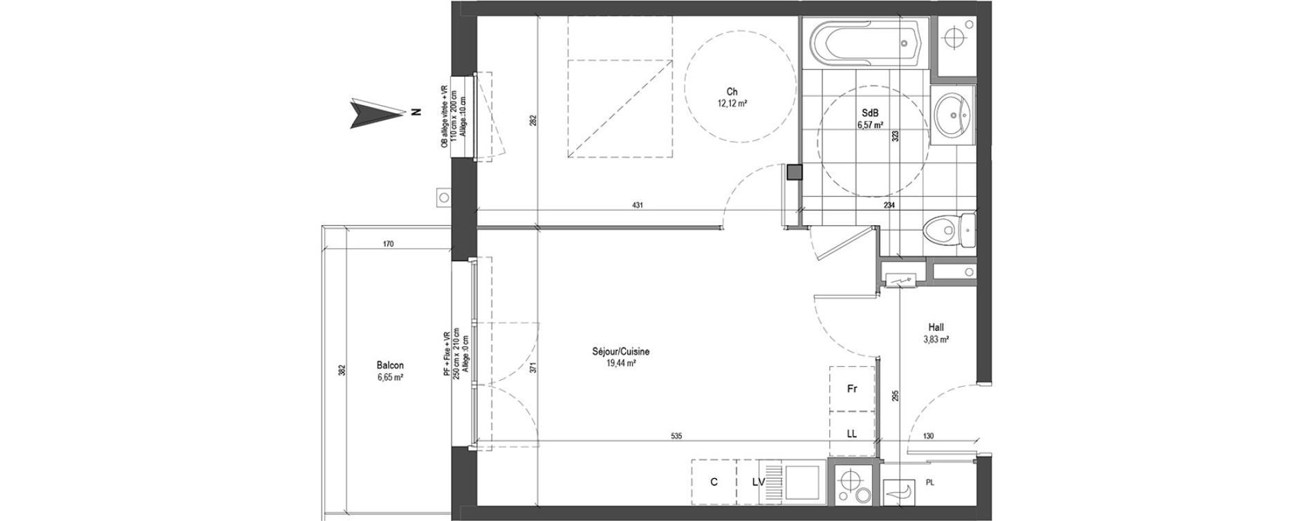 Appartement T2 de 41,96 m2 &agrave; Loos Centre