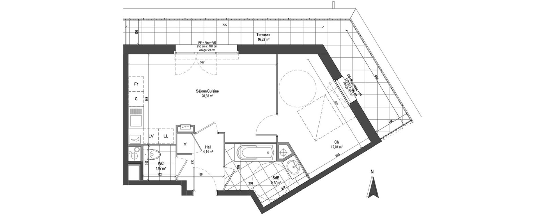 Appartement T2 de 44,20 m2 &agrave; Loos Centre