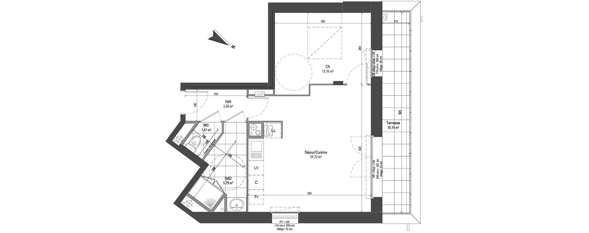 Appartement T2 de 47,42 m2 &agrave; Loos Centre