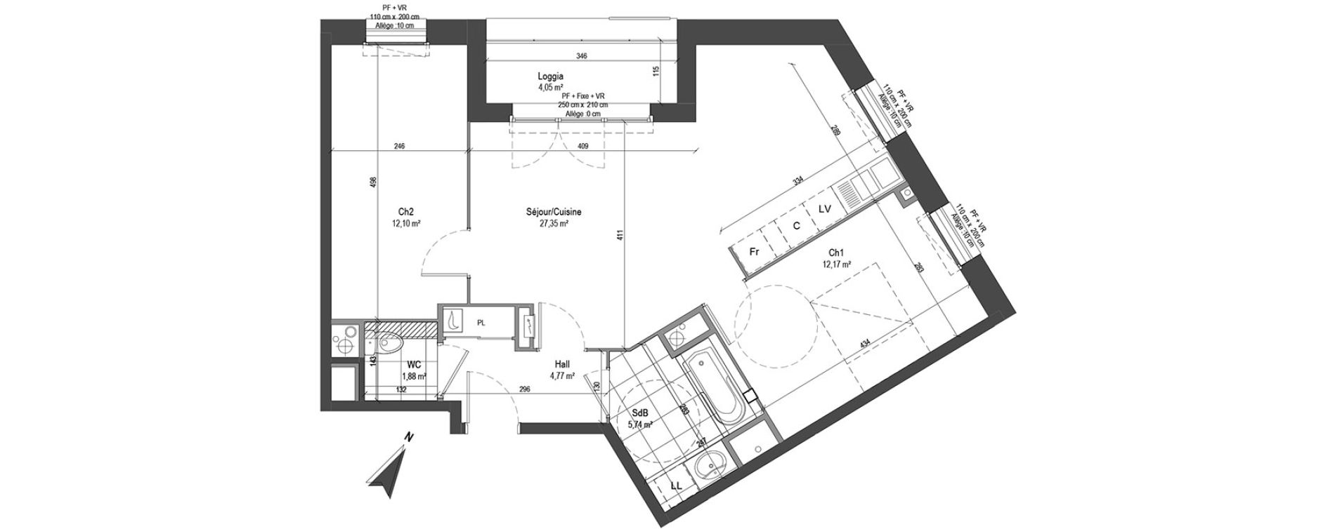 Appartement T3 de 64,01 m2 &agrave; Loos Centre