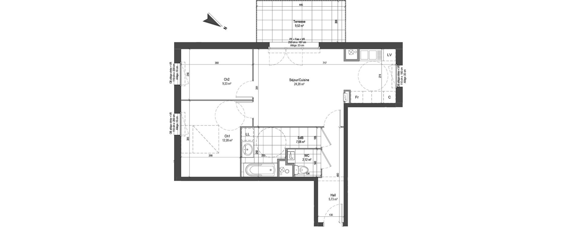 Appartement T3 de 60,72 m2 &agrave; Loos Centre