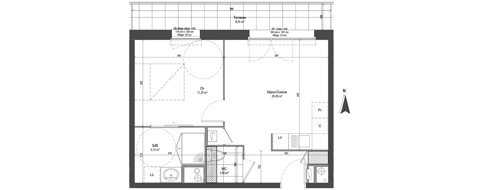 Appartement T2 de 38,86 m2 &agrave; Loos Centre