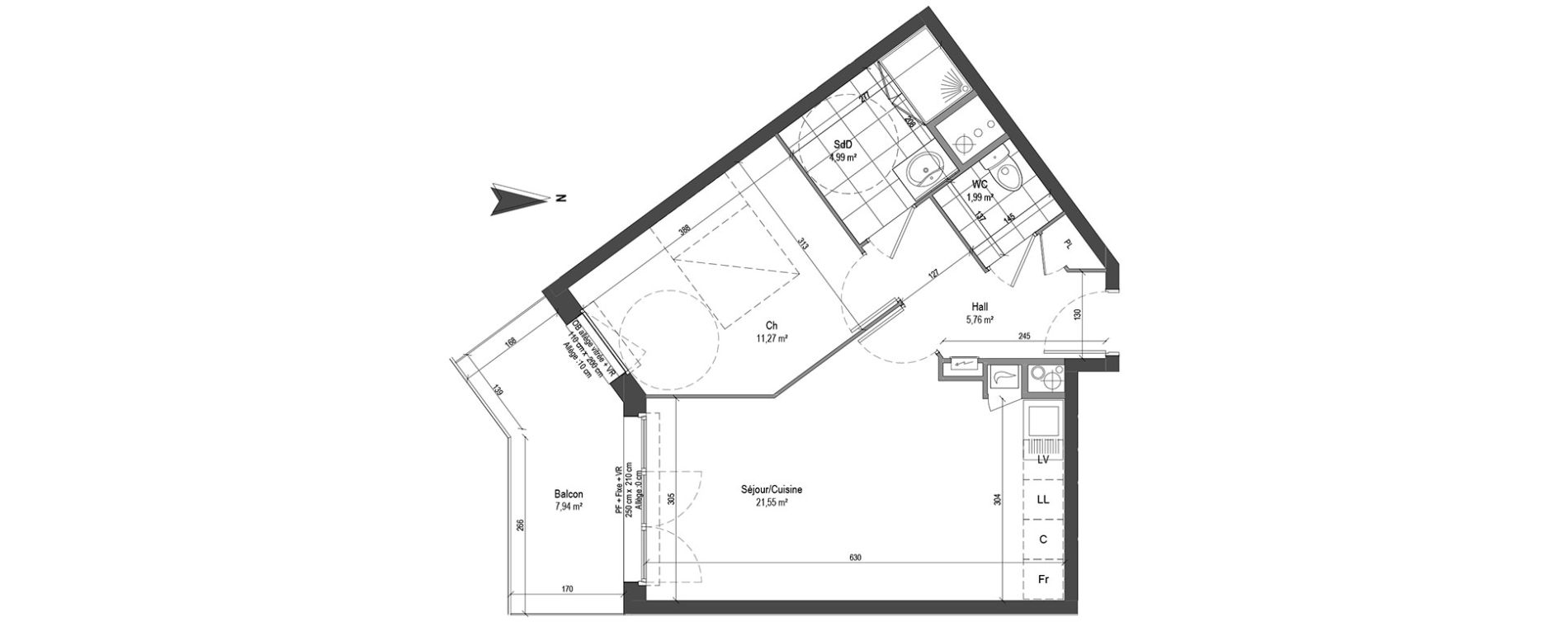 Appartement T2 de 45,56 m2 &agrave; Loos Centre