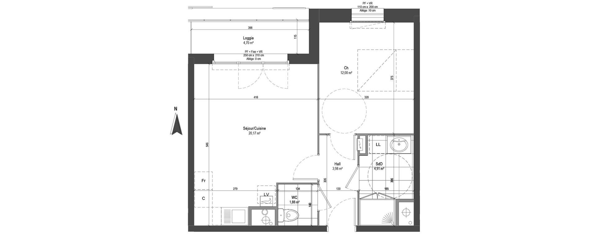 Appartement T2 de 42,94 m2 &agrave; Loos Centre