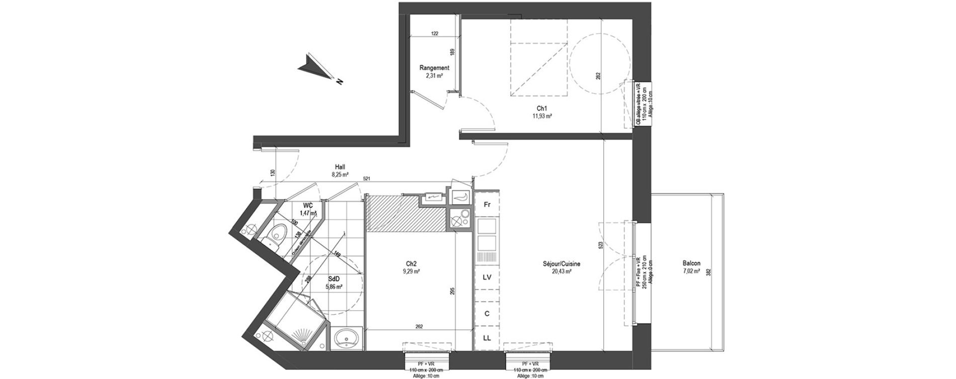 Appartement T3 de 59,54 m2 &agrave; Loos Centre