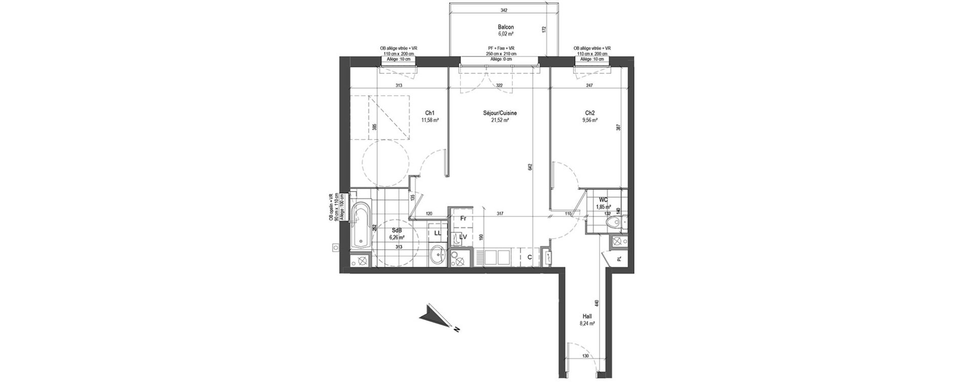 Appartement T3 de 59,01 m2 &agrave; Loos Centre