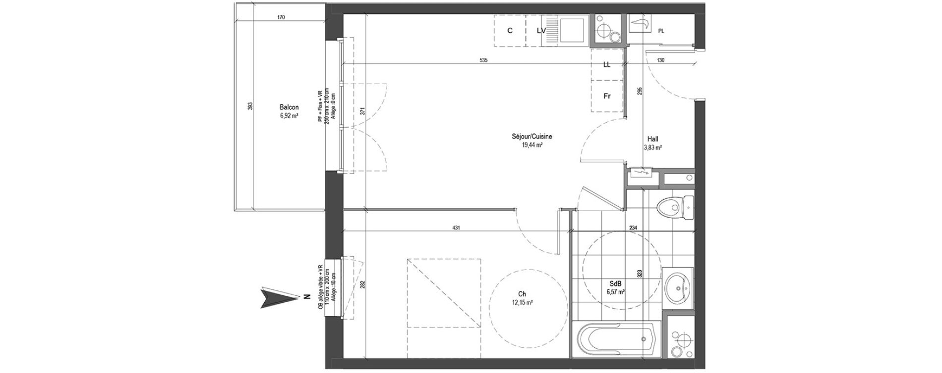 Appartement T2 de 41,99 m2 &agrave; Loos Centre