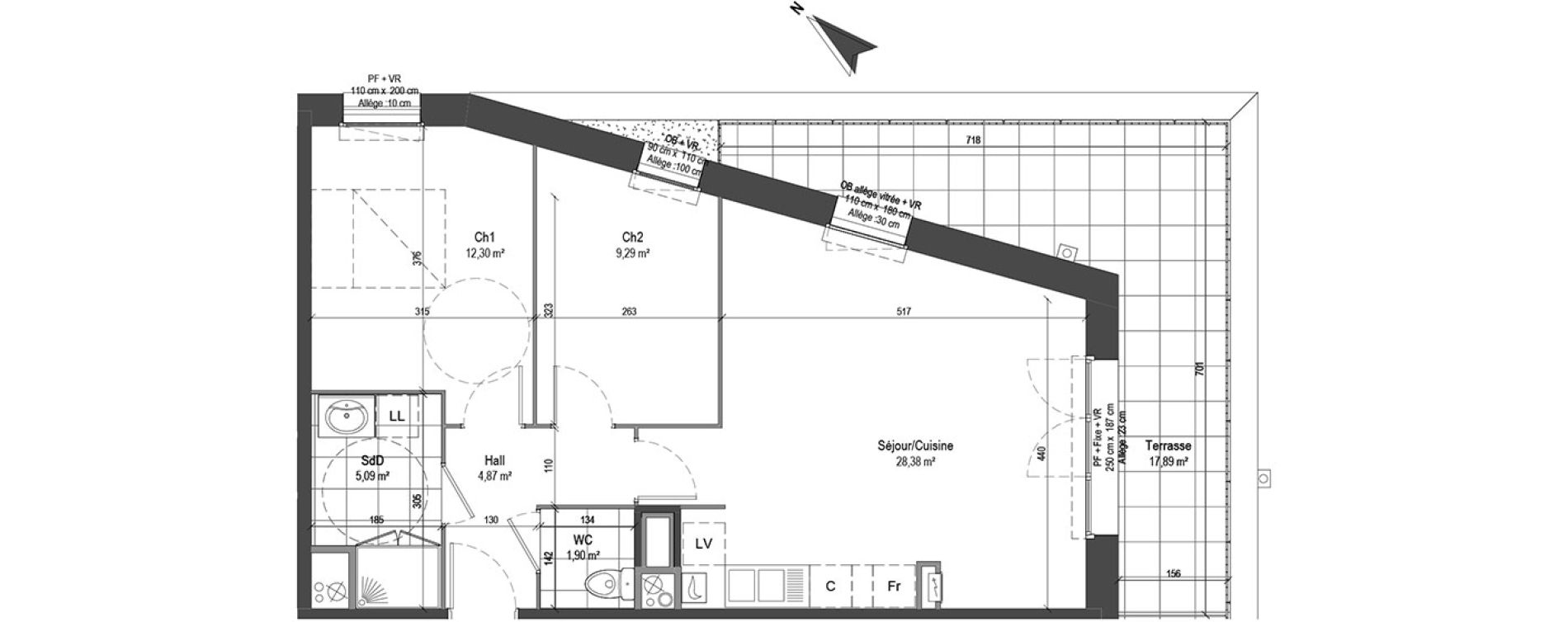 Appartement T3 de 61,83 m2 &agrave; Loos Centre