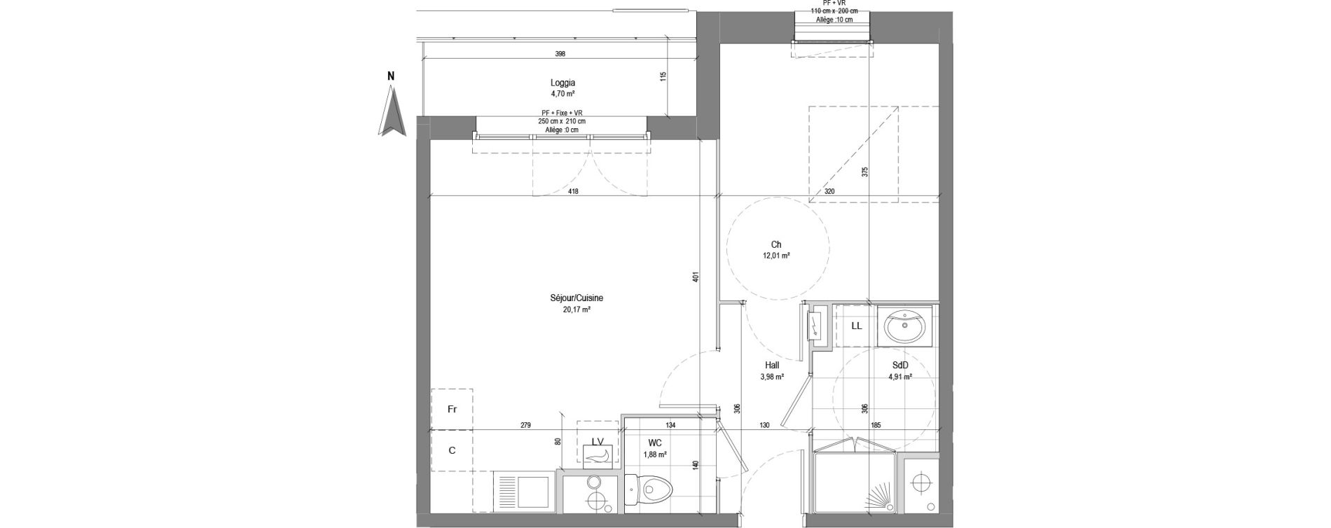 Appartement T2 de 42,95 m2 &agrave; Loos Centre