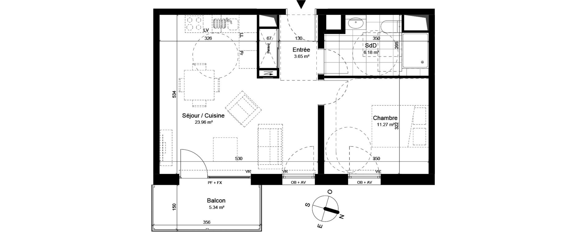 Appartement T2 de 45,06 m2 &agrave; Loos Parc longchamp