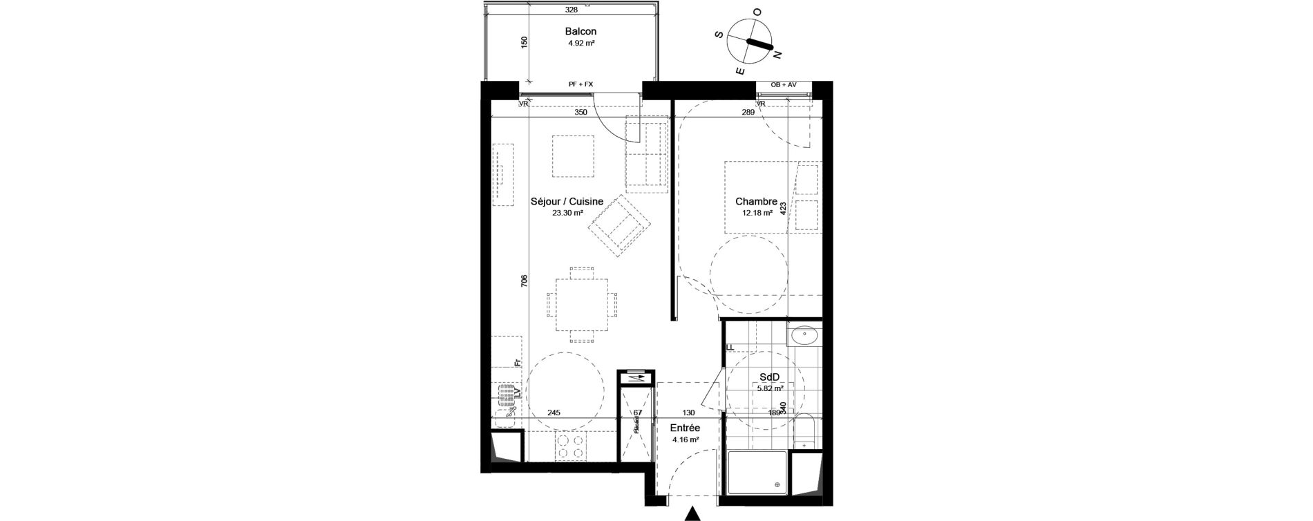 Appartement T2 de 45,46 m2 &agrave; Loos Parc longchamp