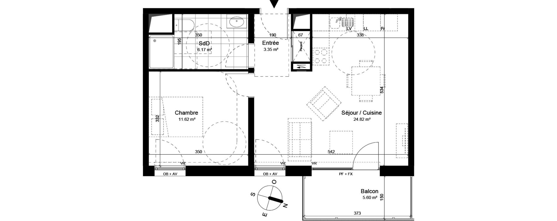 Appartement T2 de 45,96 m2 &agrave; Loos Parc longchamp