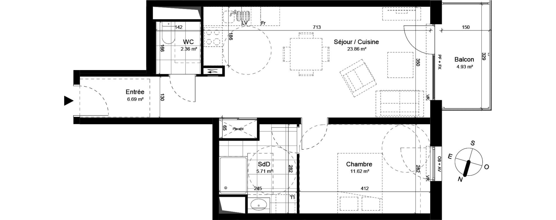 Appartement T2 de 50,24 m2 &agrave; Loos Parc longchamp