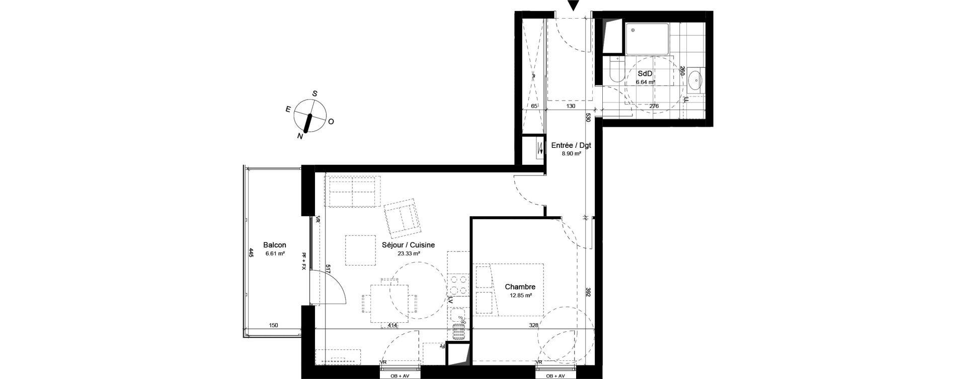 Appartement T2 de 51,72 m2 &agrave; Loos Parc longchamp