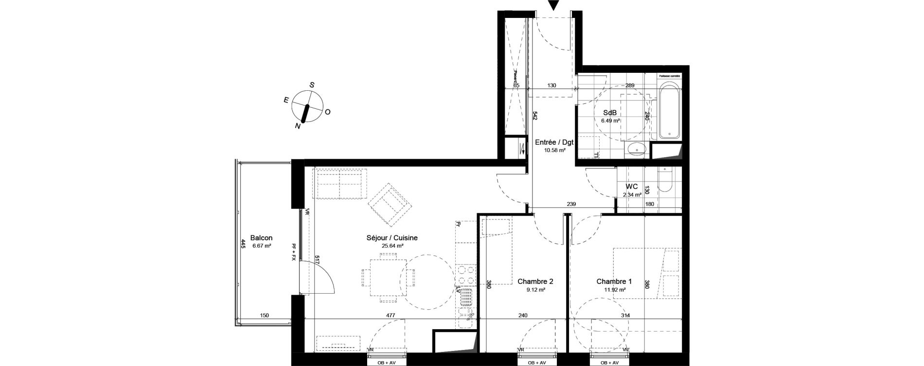 Appartement T3 de 66,09 m2 &agrave; Loos Parc longchamp