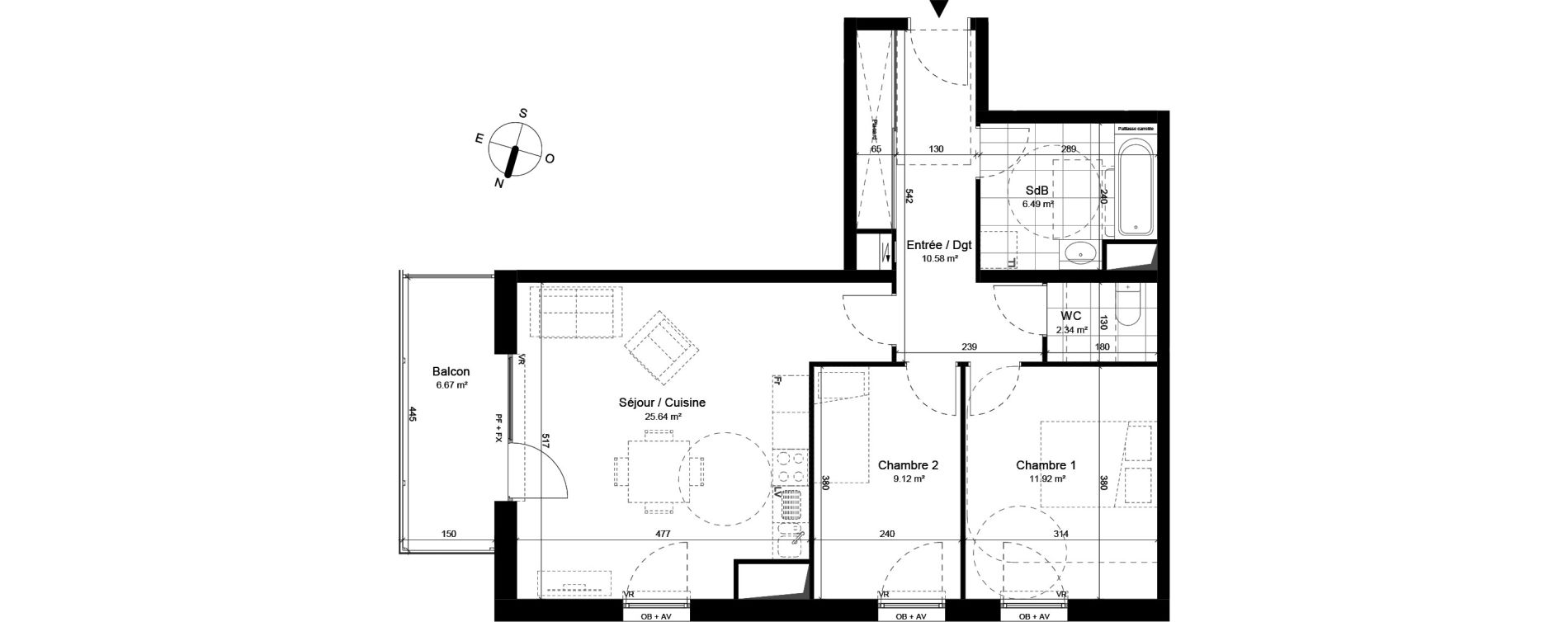 Appartement T3 de 66,09 m2 &agrave; Loos Parc longchamp
