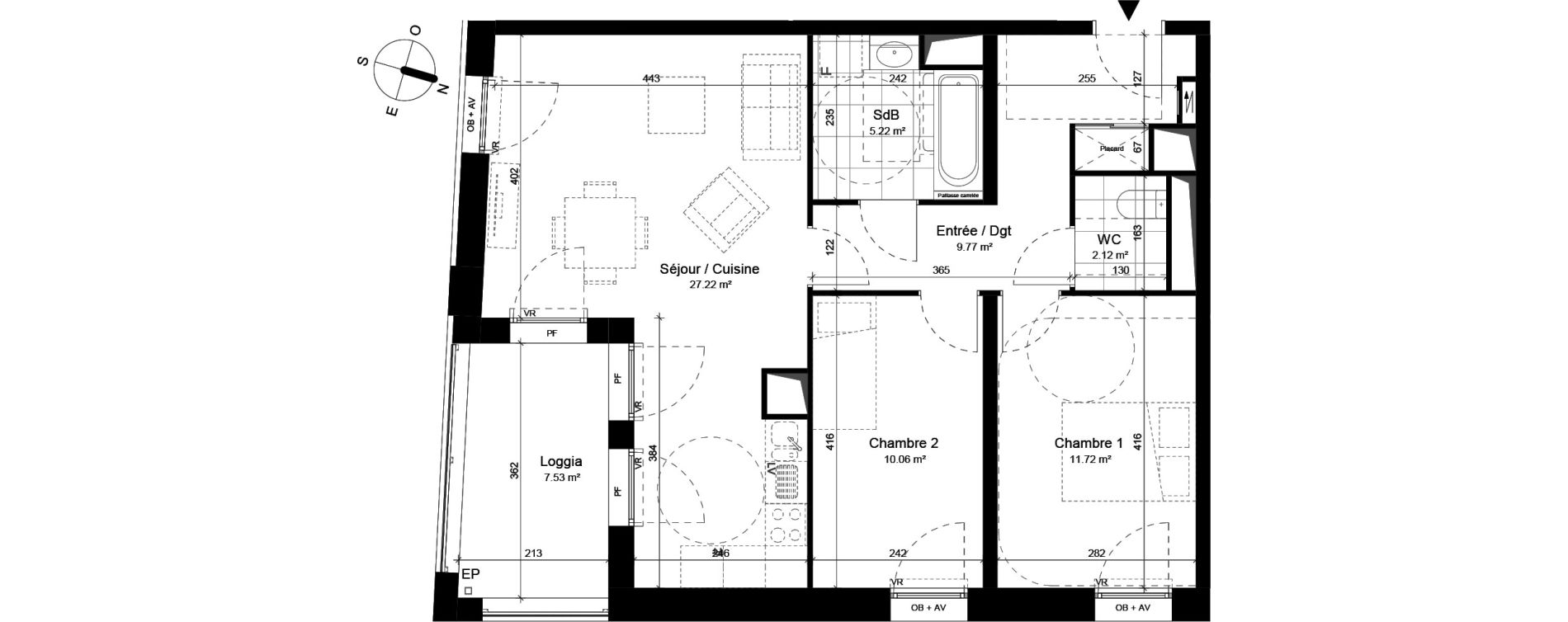 Appartement T3 de 66,11 m2 &agrave; Loos Parc longchamp