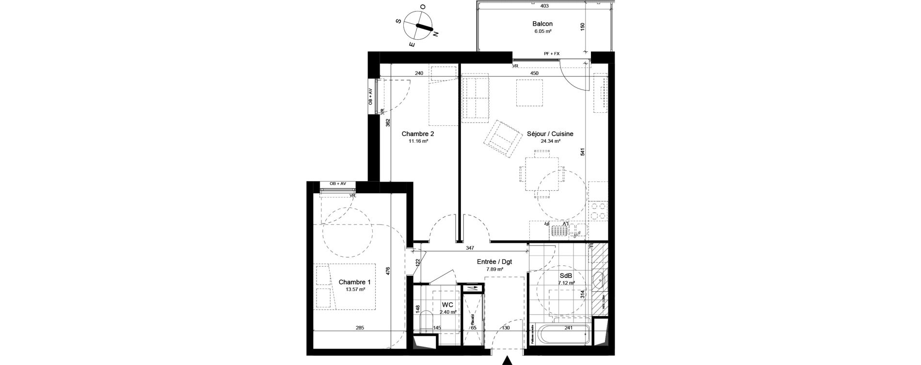 Appartement T3 de 66,48 m2 &agrave; Loos Parc longchamp