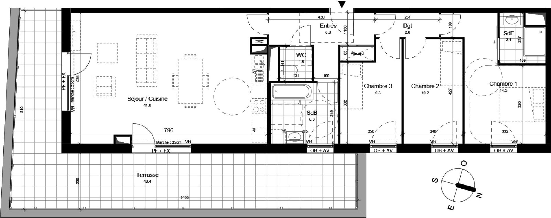 Appartement T4 de 98,45 m2 &agrave; Loos Parc longchamp