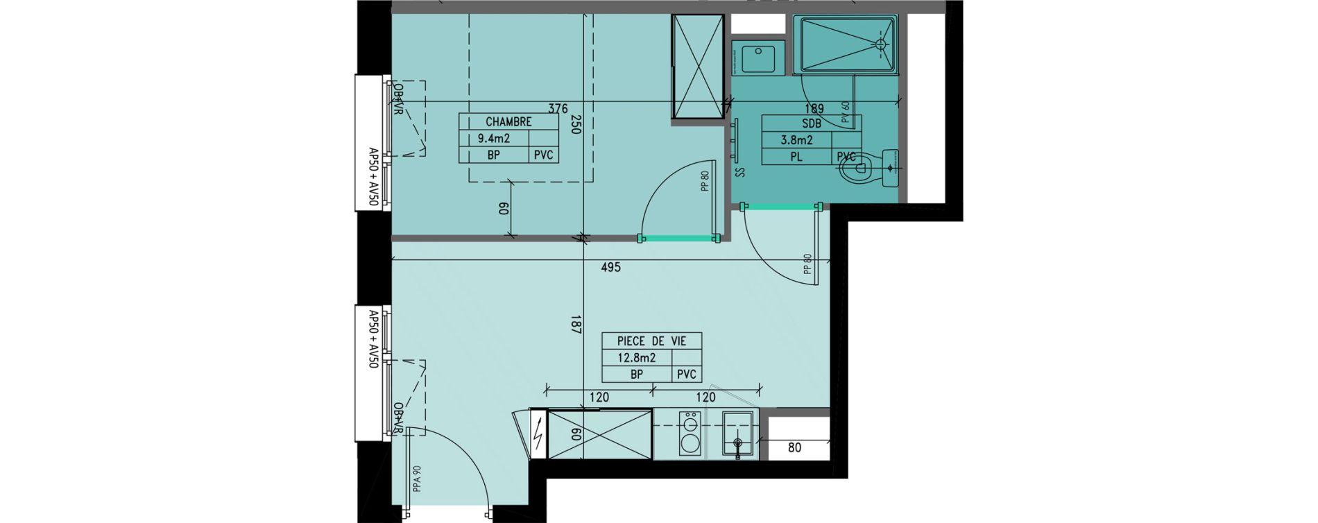 Appartement T2 meubl&eacute; de 26,00 m2 &agrave; Loos Eurasant&eacute;