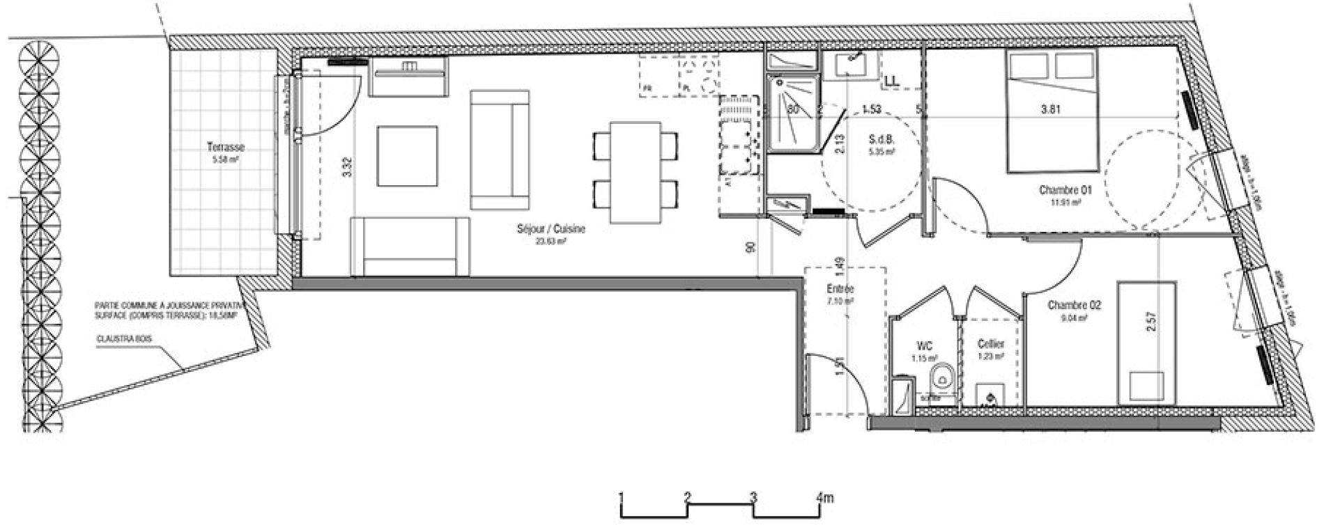 Appartement T3 de 59,41 m2 &agrave; Loos Centre