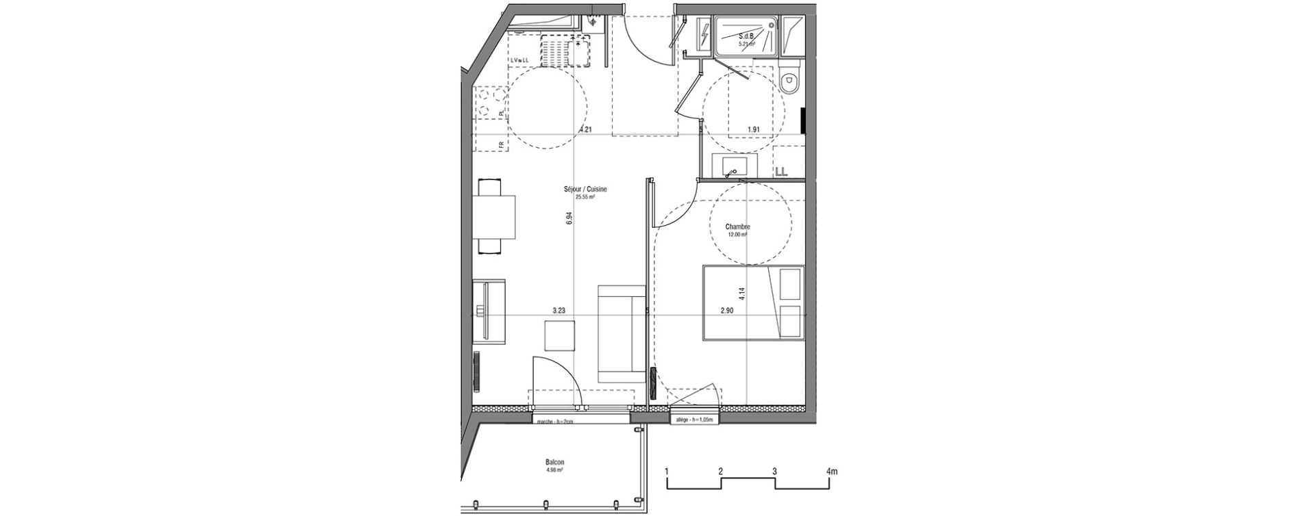 Appartement T2 de 42,76 m2 &agrave; Loos Centre