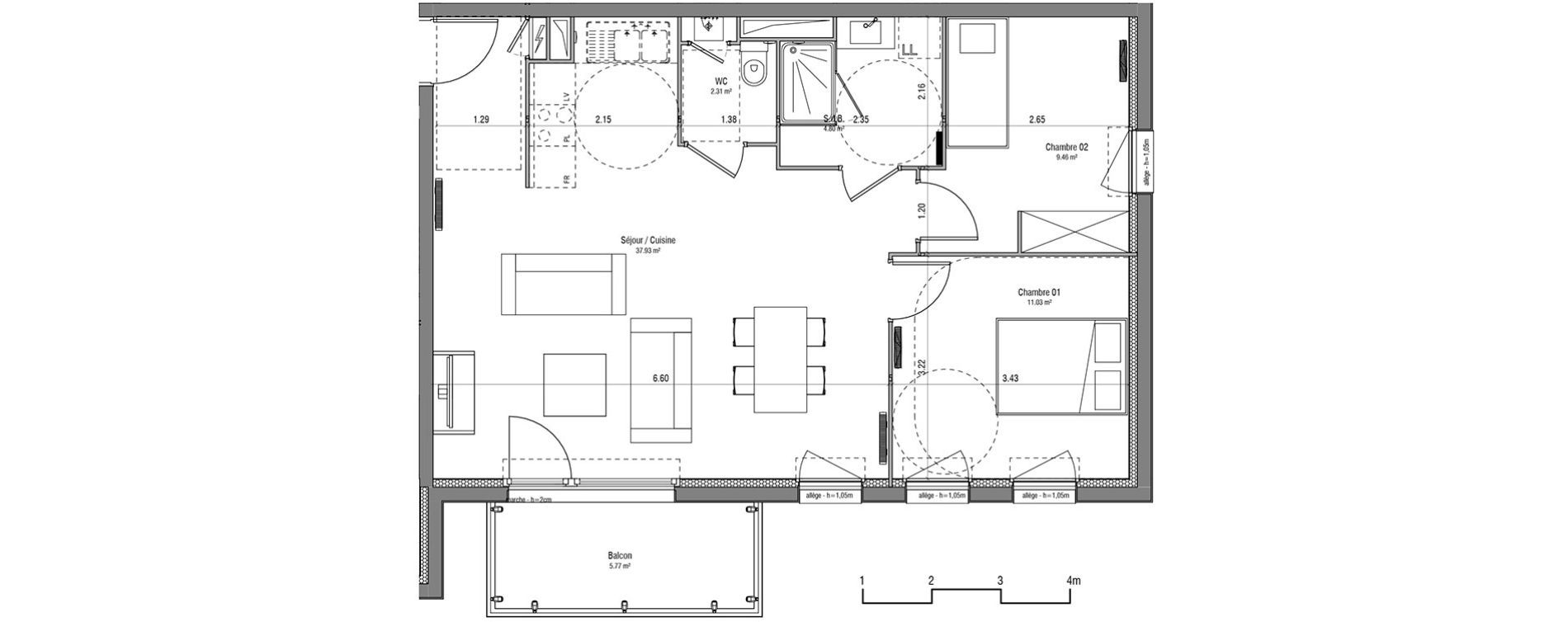 Appartement T3 de 65,53 m2 &agrave; Loos Centre