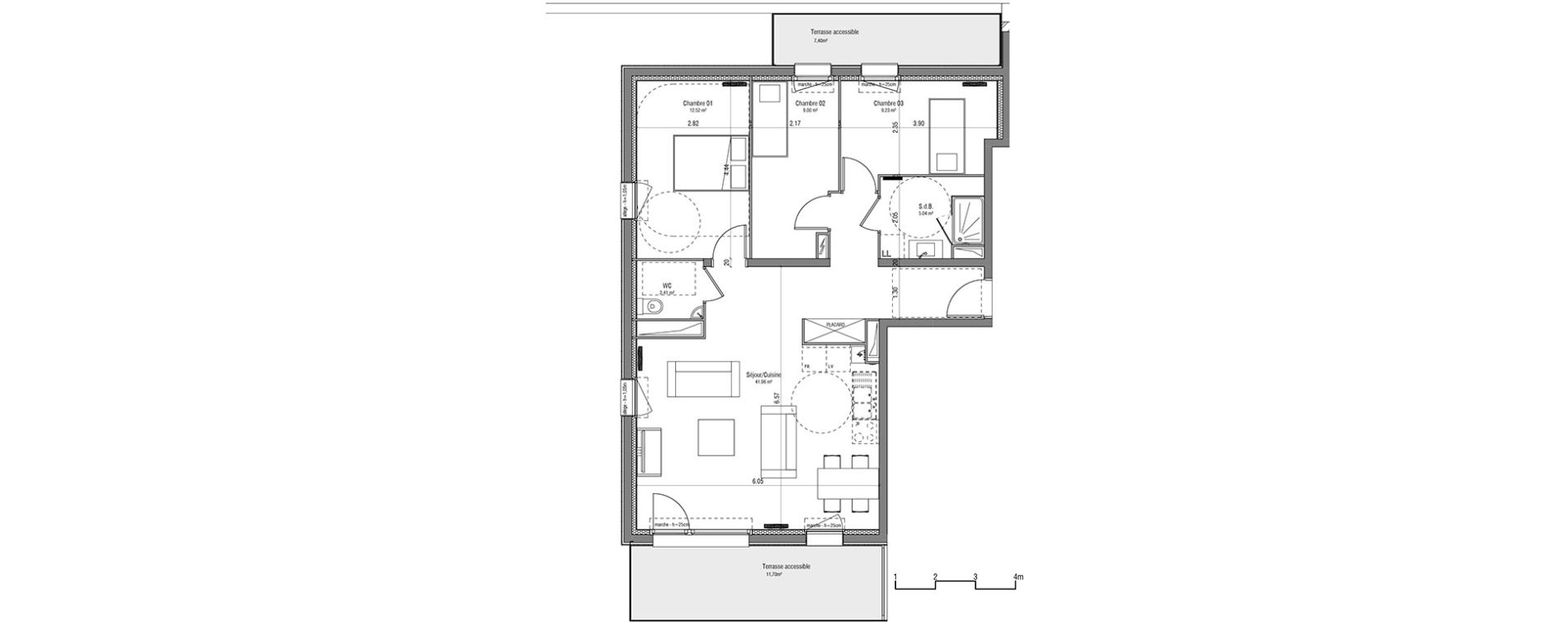 Appartement T4 de 80,16 m2 &agrave; Loos Centre