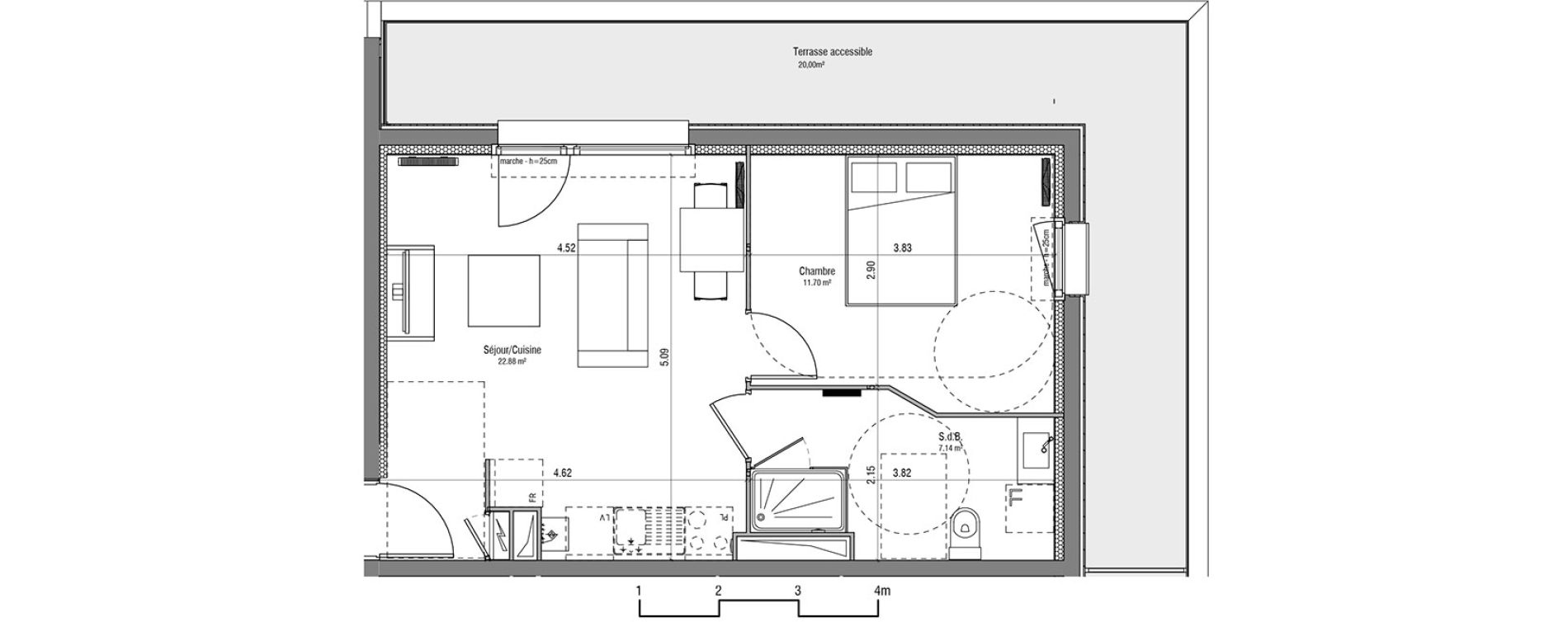 Appartement T2 de 41,72 m2 &agrave; Loos Centre