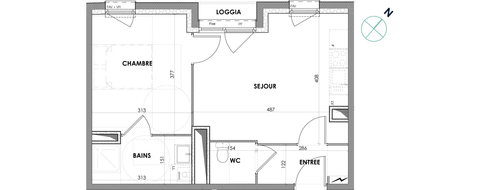 Appartement T2 de 39,00 m2 &agrave; Loos Centre