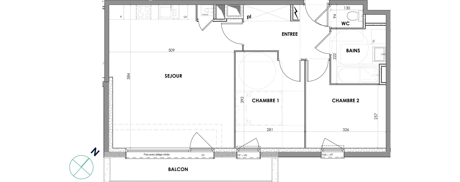 Appartement T3 de 62,30 m2 &agrave; Loos Centre
