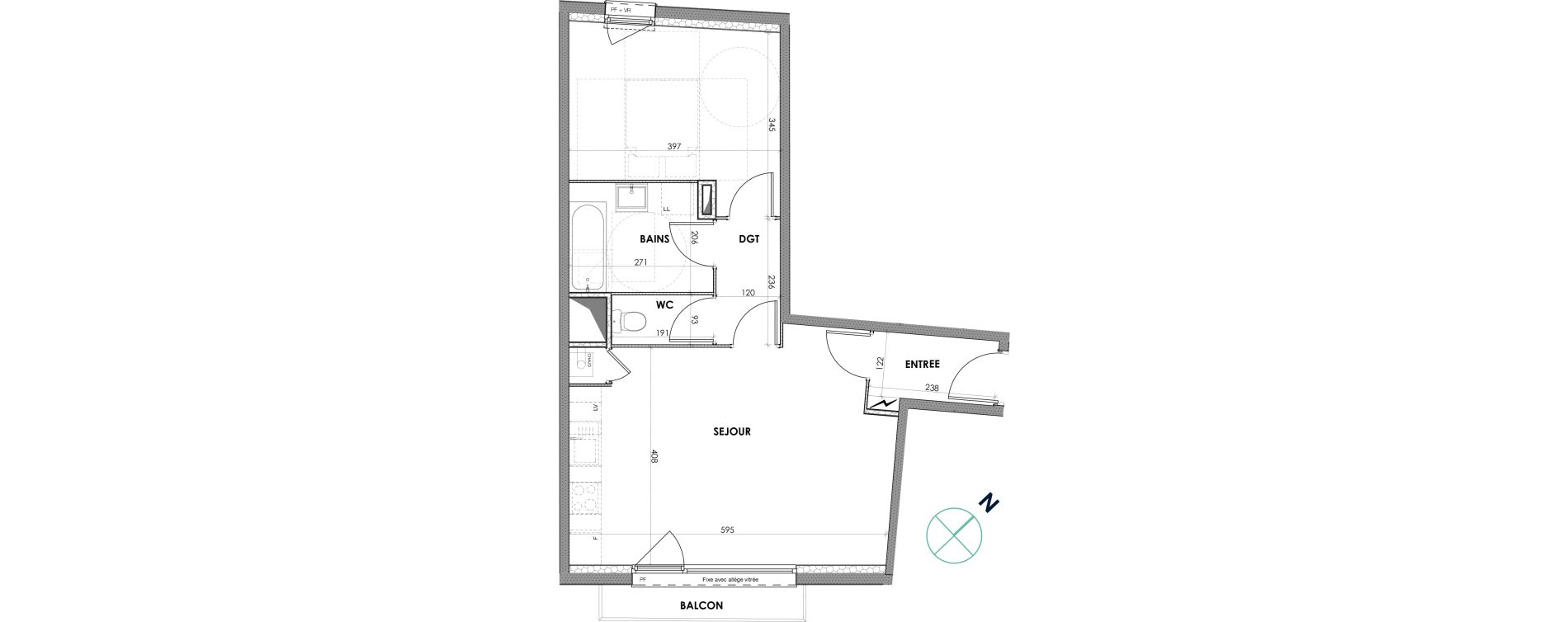 Appartement T2 de 50,10 m2 &agrave; Loos Centre