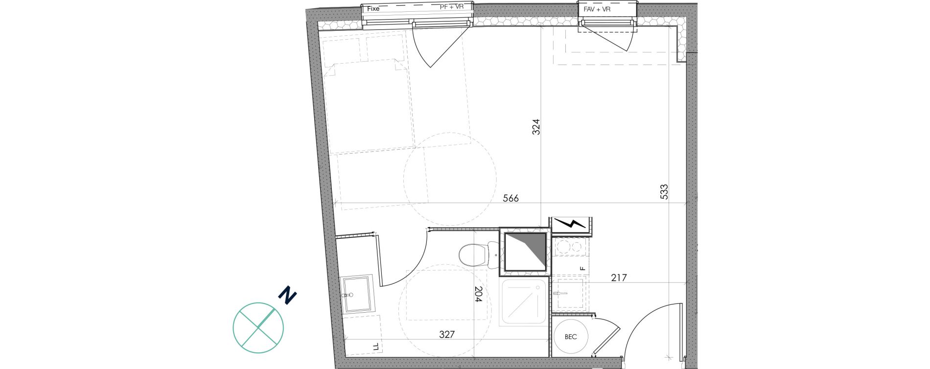 Appartement T1 de 29,30 m2 &agrave; Loos Centre