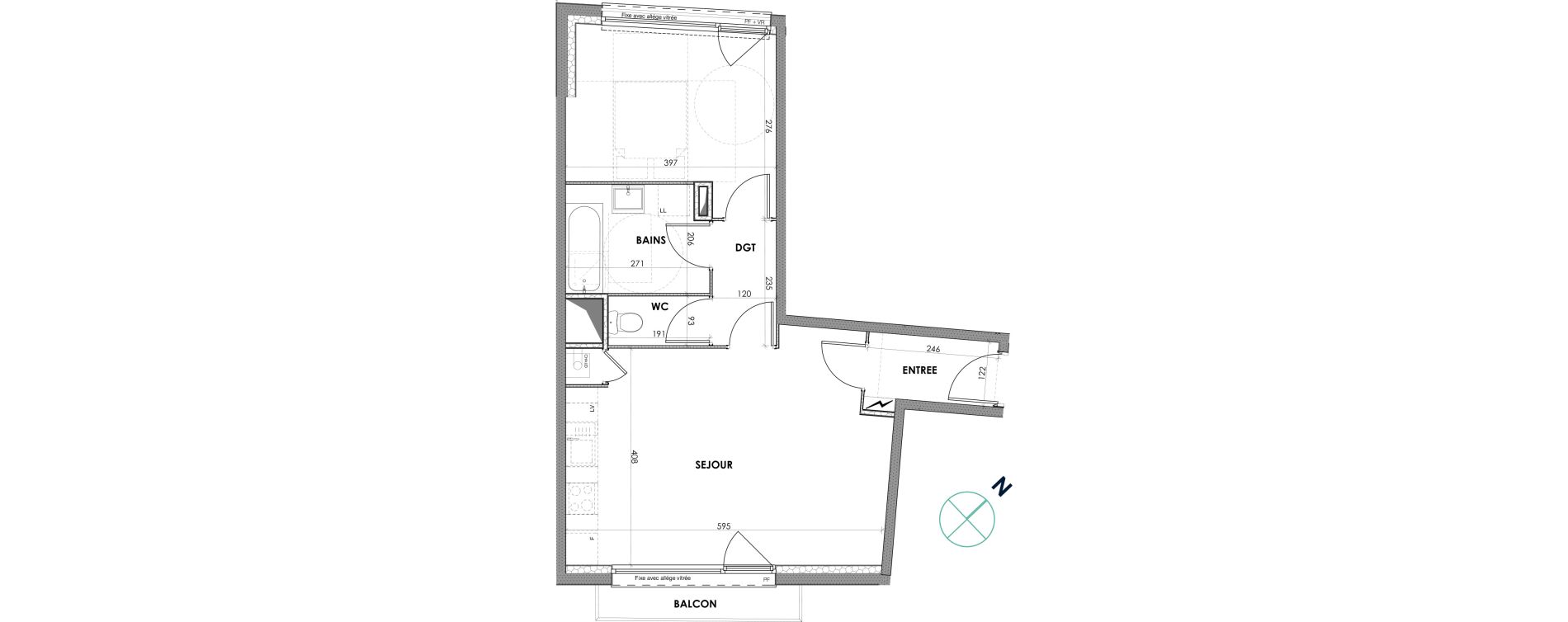 Appartement T2 de 50,00 m2 &agrave; Loos Centre