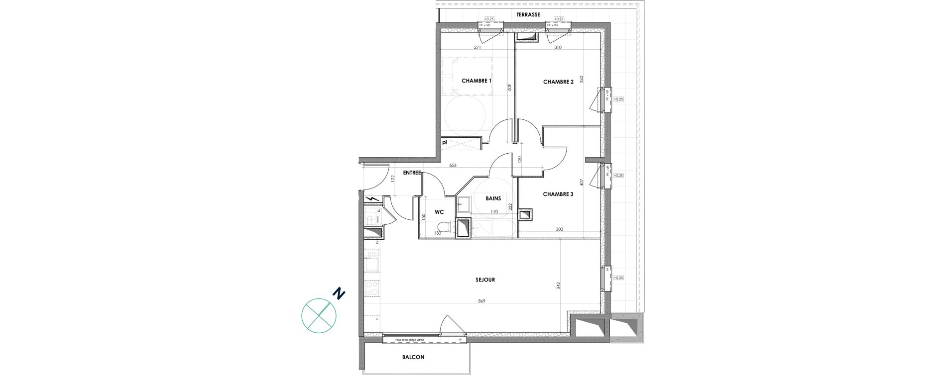 Appartement T4 de 78,20 m2 &agrave; Loos Centre