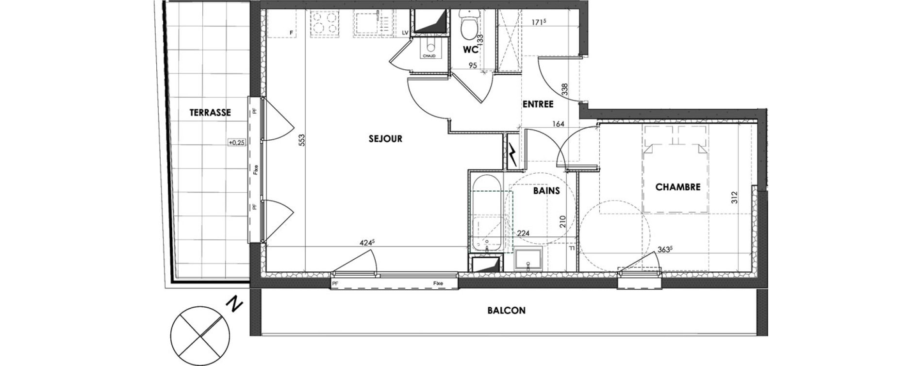Appartement T2 de 46,40 m2 &agrave; Loos Centre