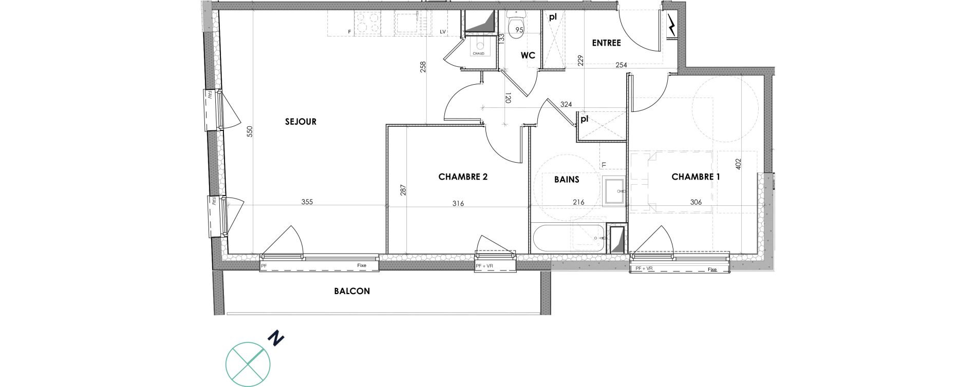 Appartement T3 de 61,60 m2 &agrave; Loos Centre