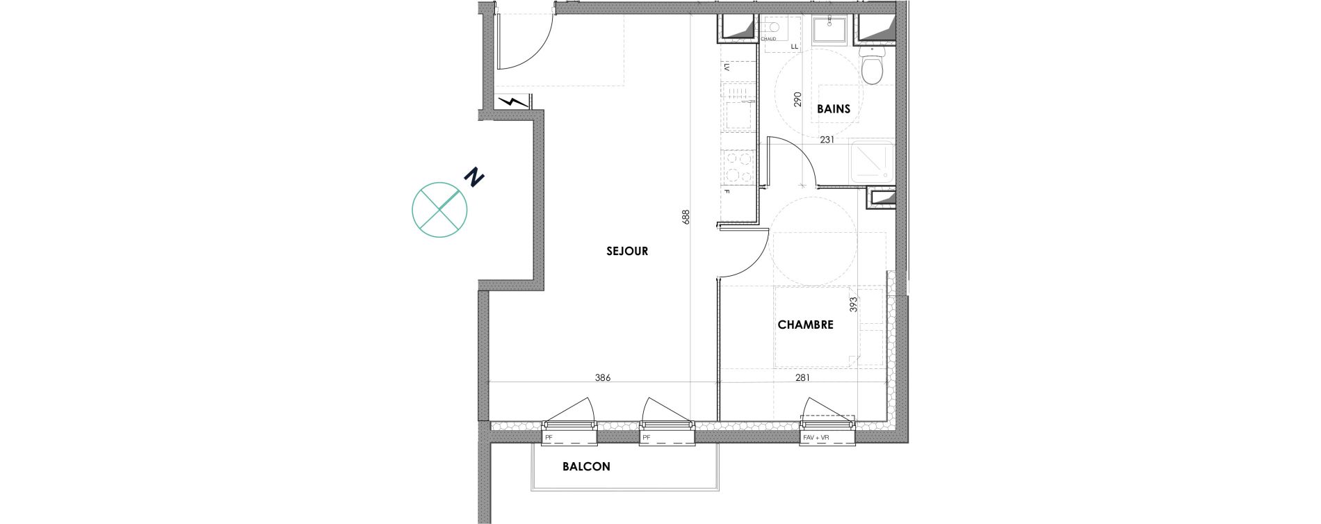 Appartement T2 de 42,50 m2 &agrave; Loos Centre