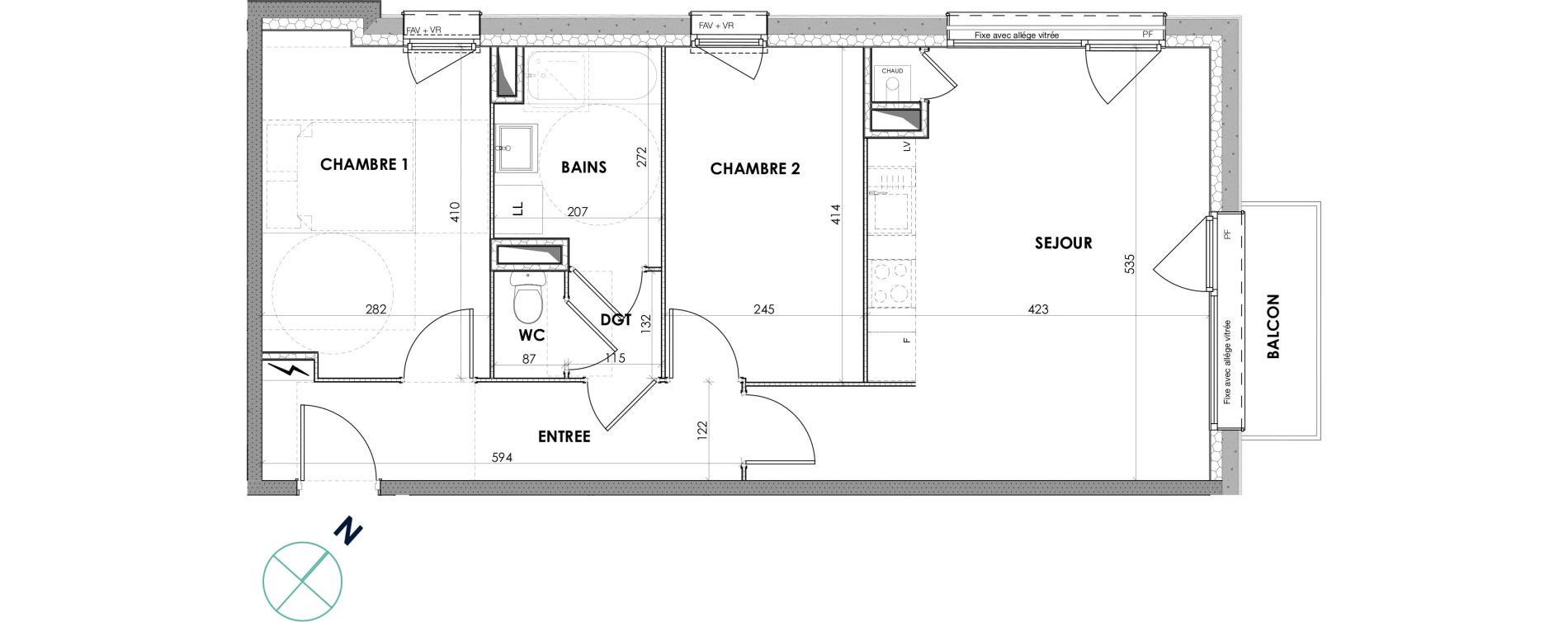 Appartement T3 de 60,70 m2 &agrave; Loos Centre