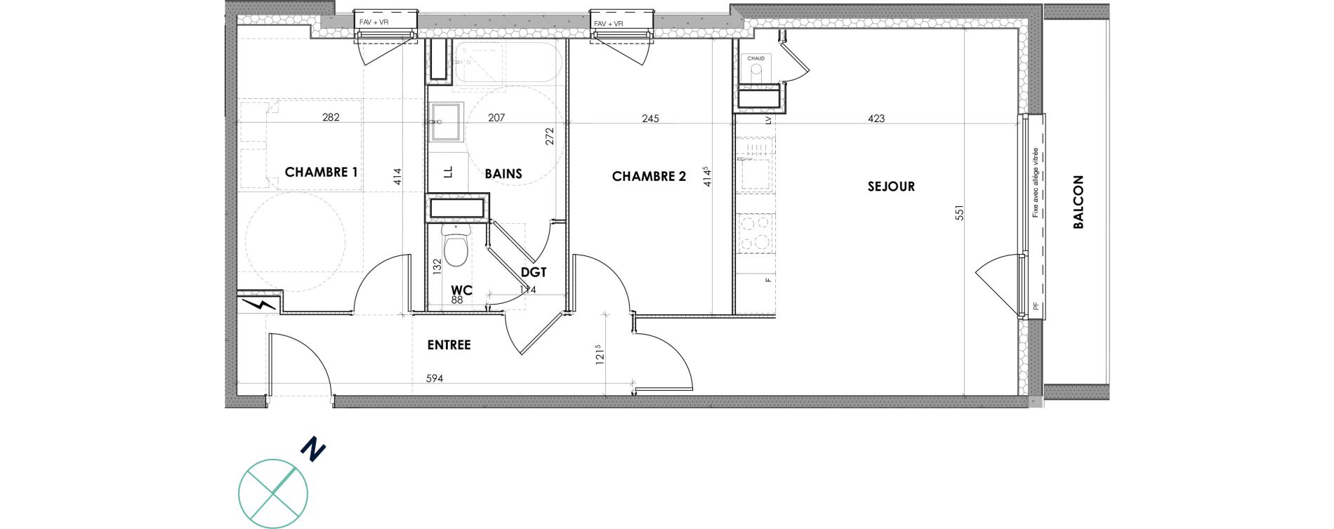 Appartement T3 de 61,30 m2 &agrave; Loos Centre