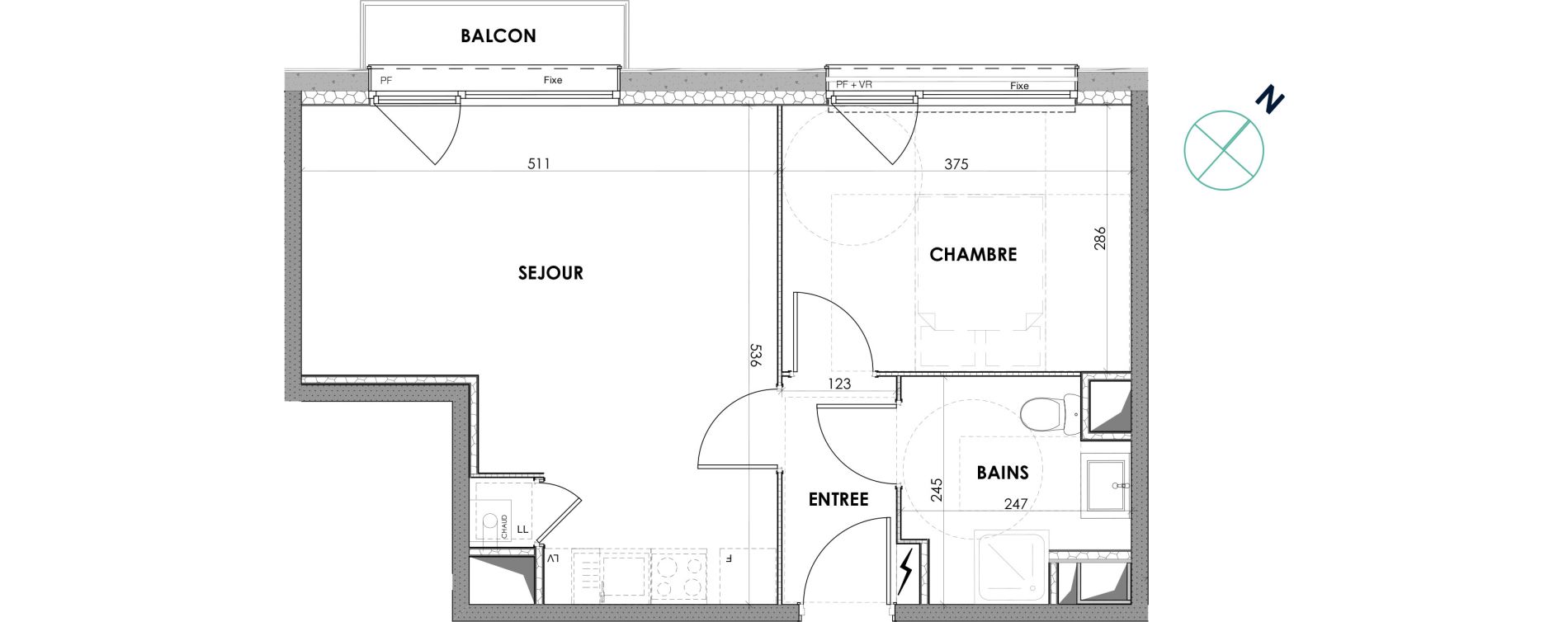 Appartement T2 de 41,10 m2 &agrave; Loos Centre