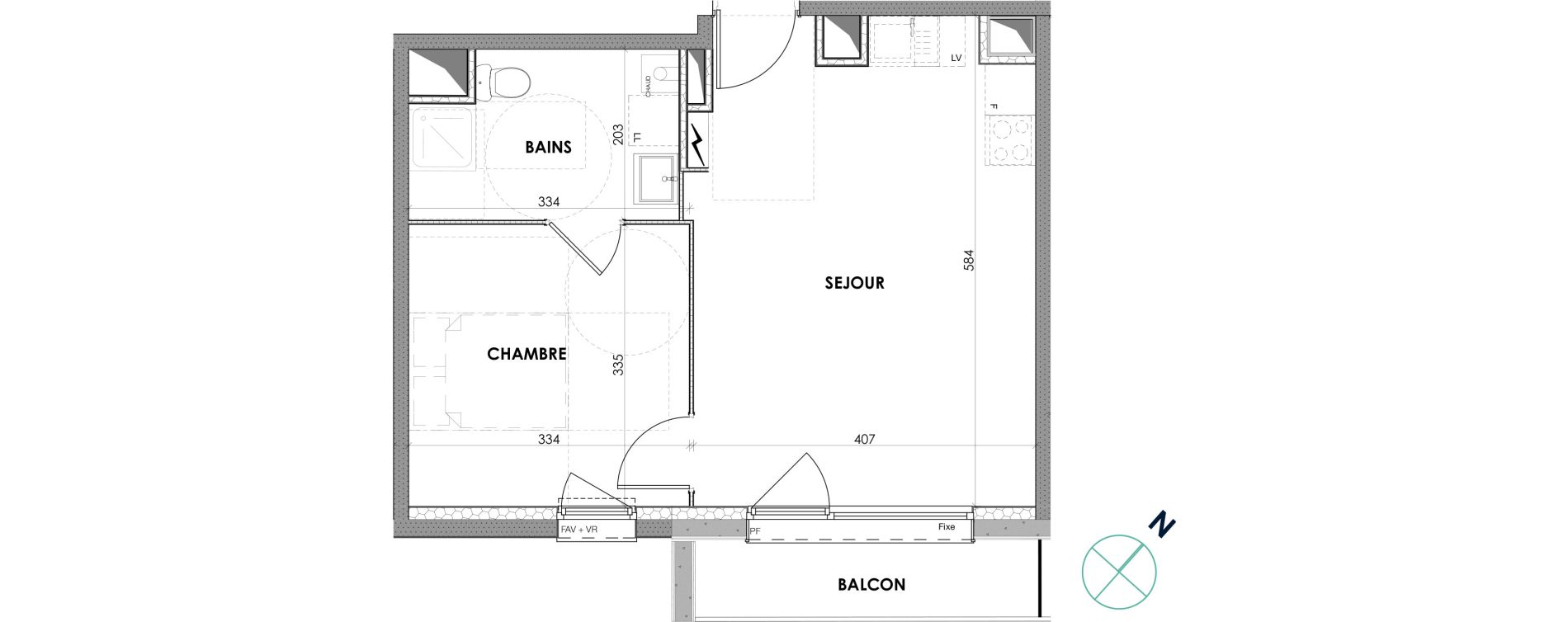 Appartement T2 de 40,00 m2 &agrave; Loos Centre