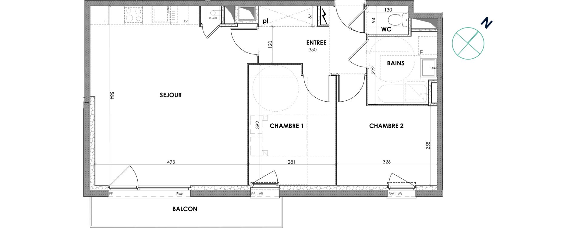 Appartement T3 de 62,00 m2 &agrave; Loos Centre