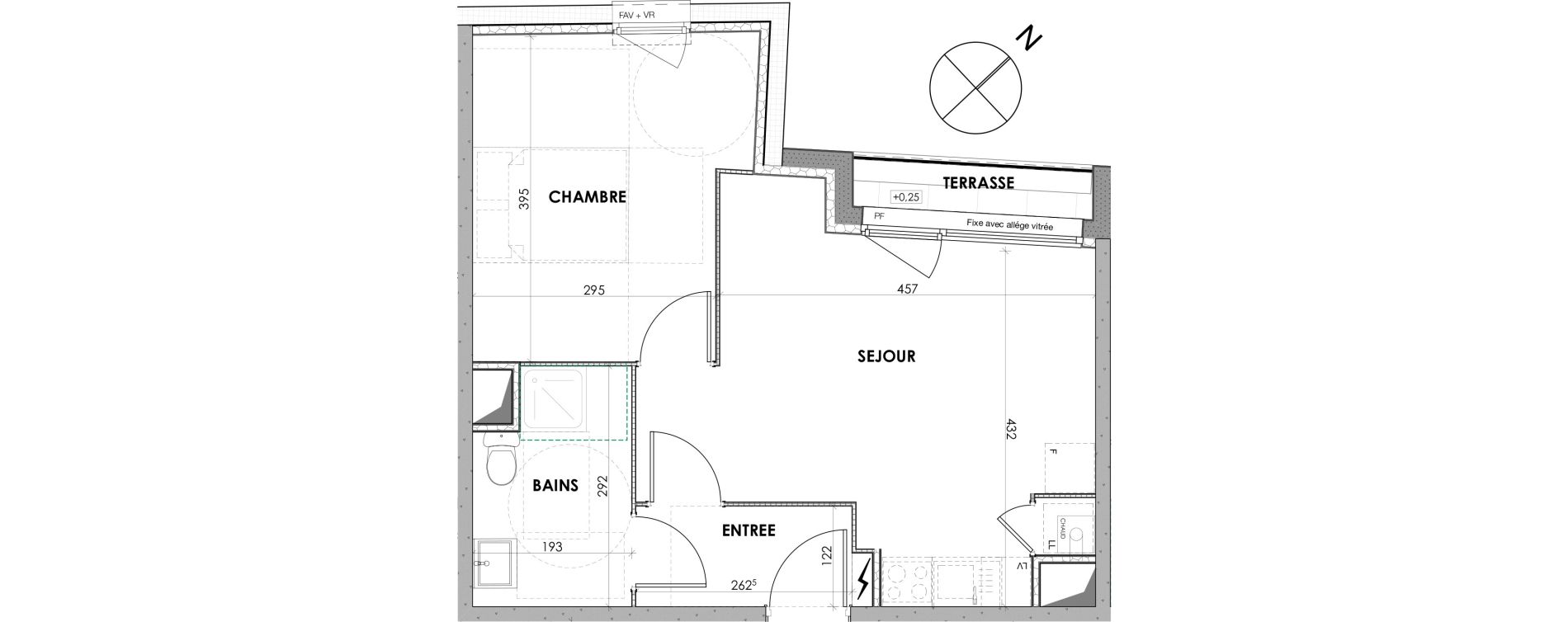 Appartement T2 de 41,30 m2 &agrave; Loos Centre