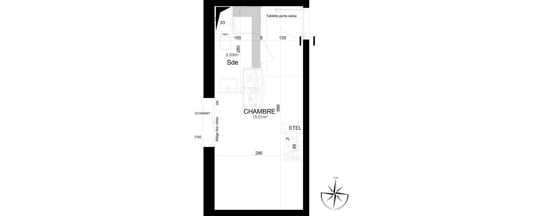Appartement T1 de 18,21 m2 &agrave; Loos Eurasant&eacute;