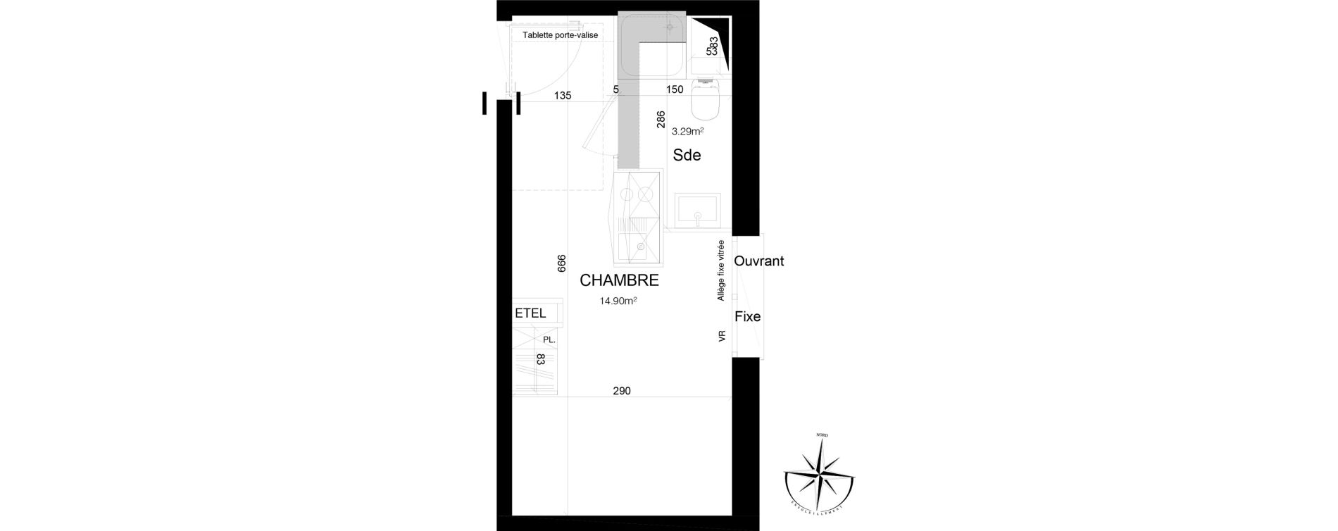 Appartement T1 de 18,19 m2 &agrave; Loos Eurasant&eacute;