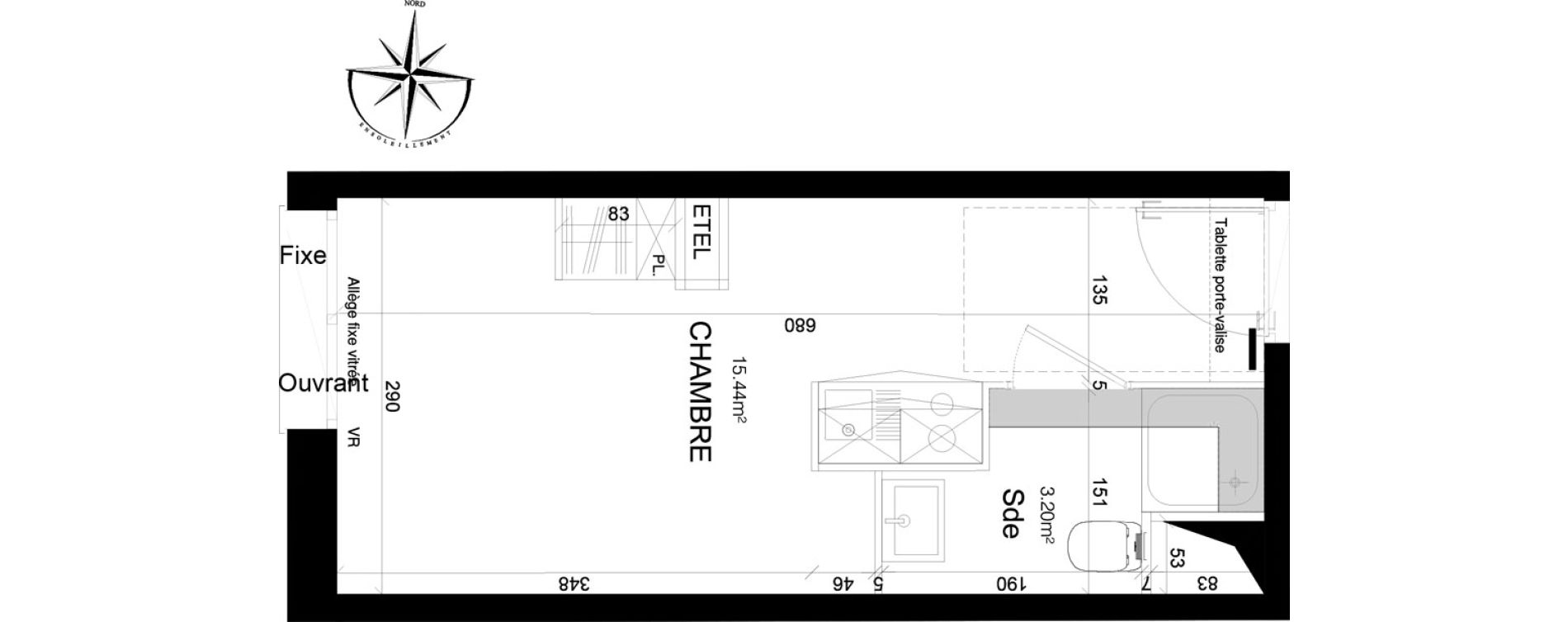 Appartement T1 de 18,64 m2 &agrave; Loos Eurasant&eacute;