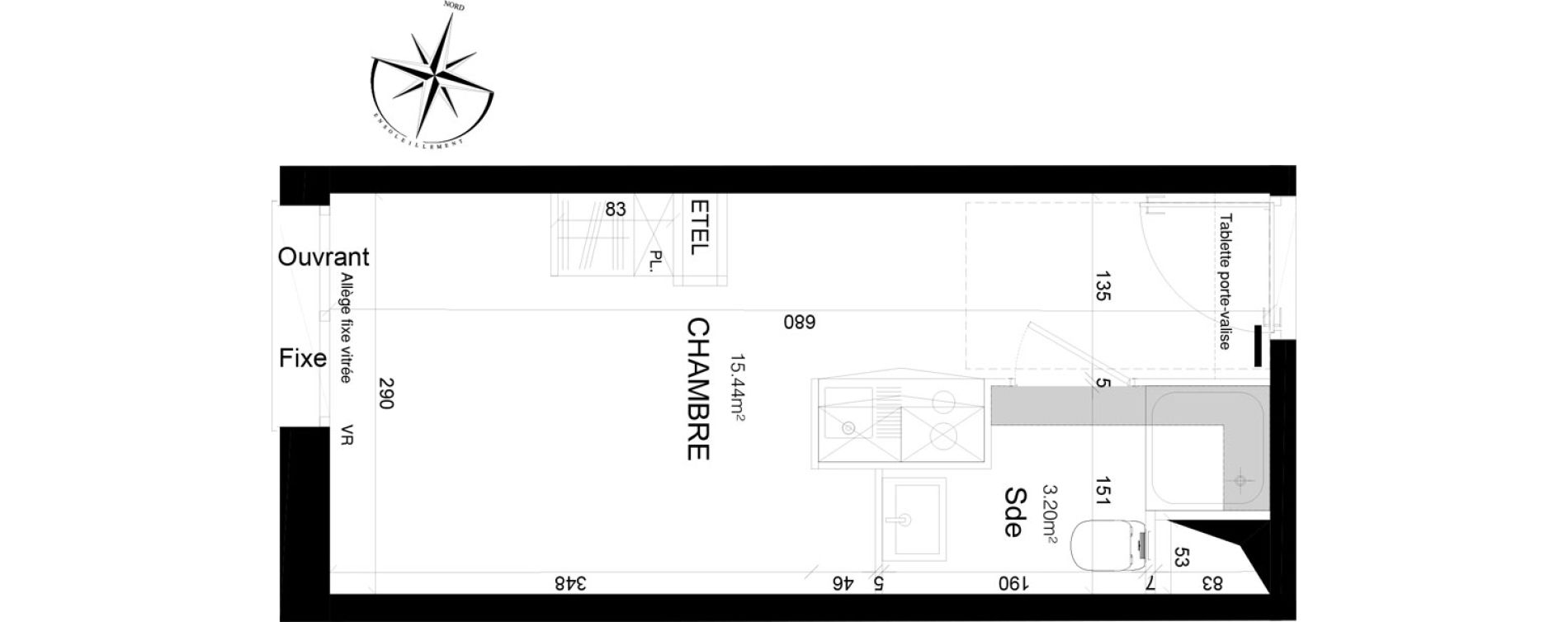 Appartement T1 de 18,64 m2 &agrave; Loos Eurasant&eacute;