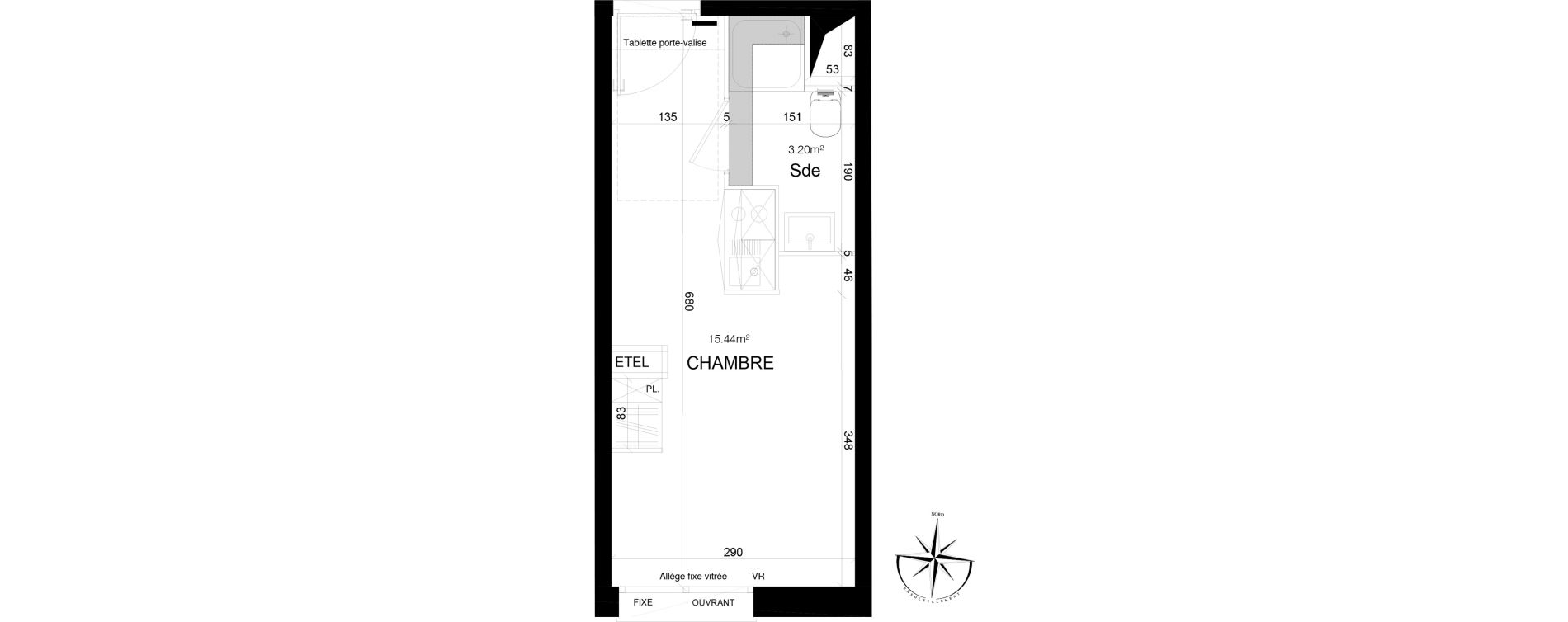Appartement T1 de 18,64 m2 &agrave; Loos Eurasant&eacute;